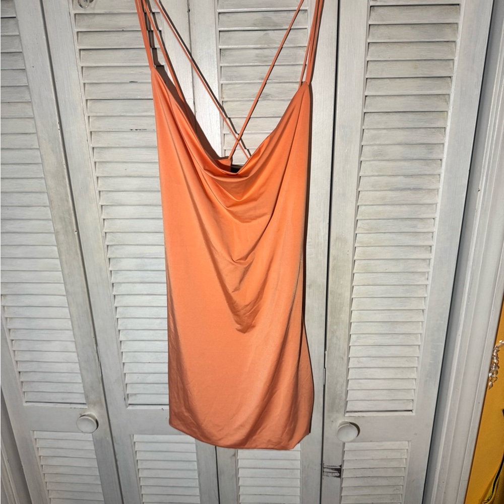 Forever 21 Orange Cowl Neck Mini Dress